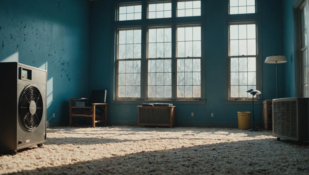 Water damaged ceiling from burst pipe requiring emergency cleanup